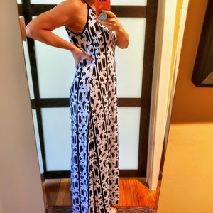 EUC Black and white maxi halter dress